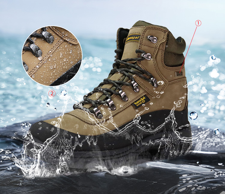 Water Splash Protection Leather Trekking Shoes